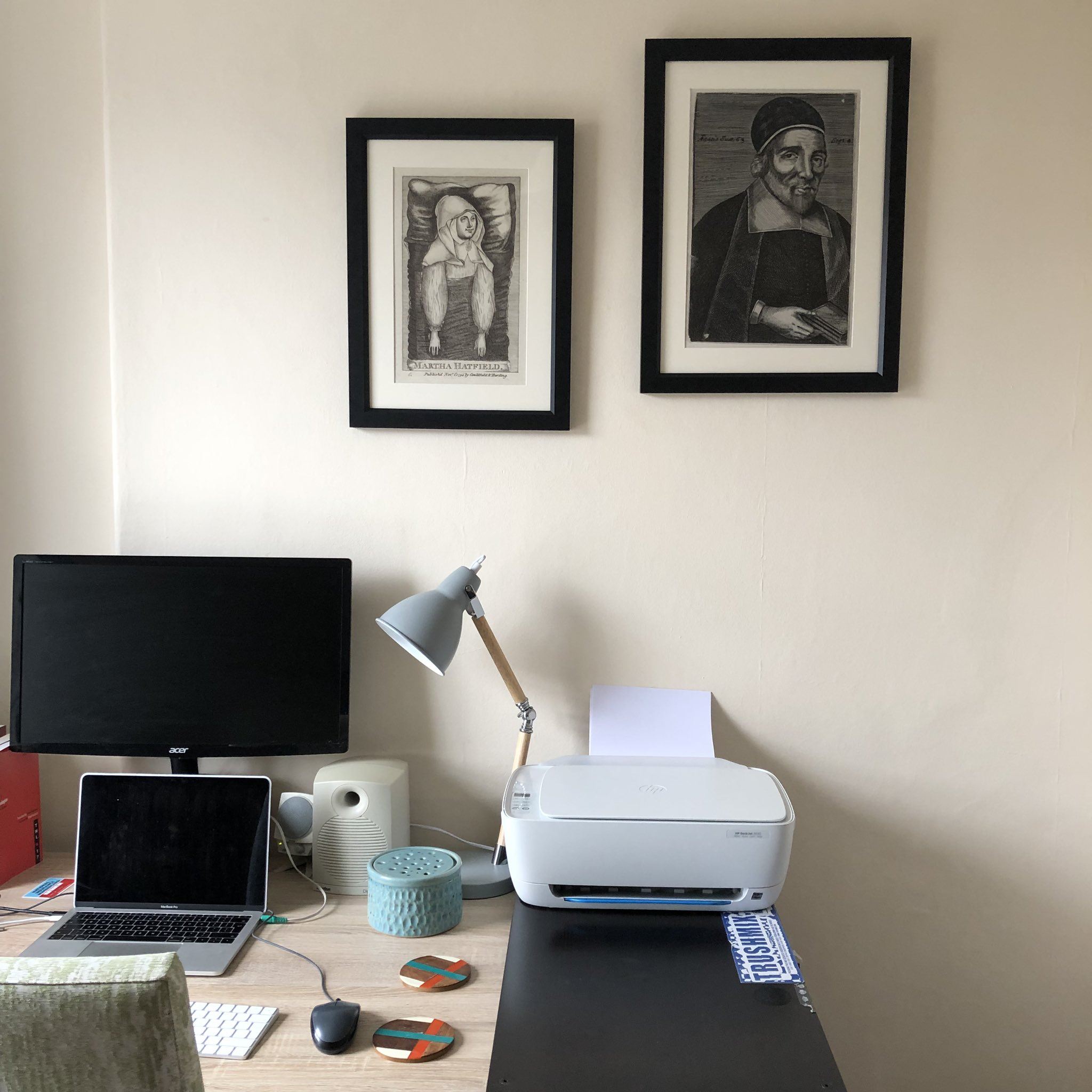 Claire McGann's writing desk, July 2019